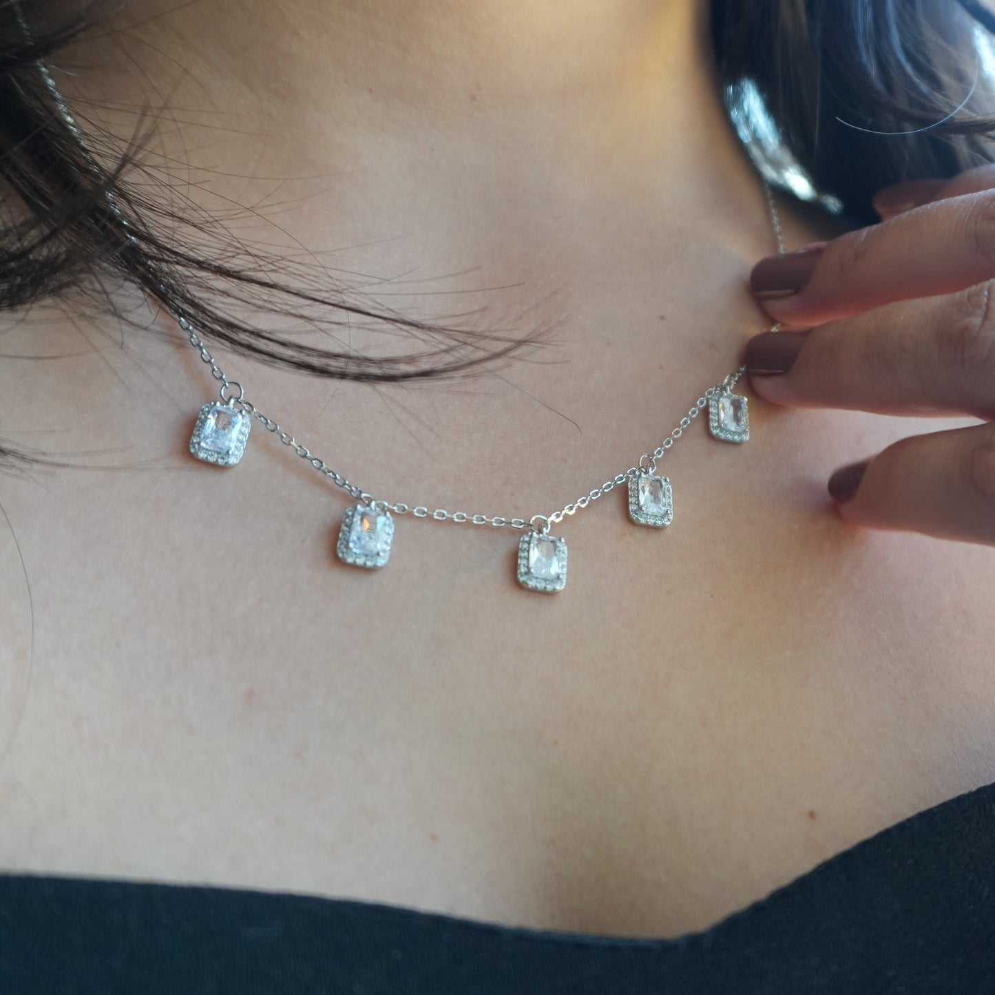 The Emerald Halo Dangle Necklace
